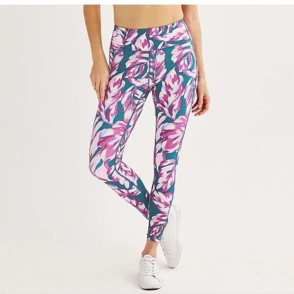 Tek Gear Ultrastretch High-Waisted side pocket 7/8 leggings w/ Core Raglan Tee•L - Picture 2 of 2